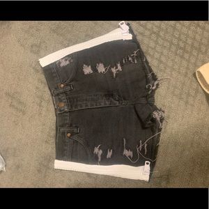 LF carmar black denim shorts